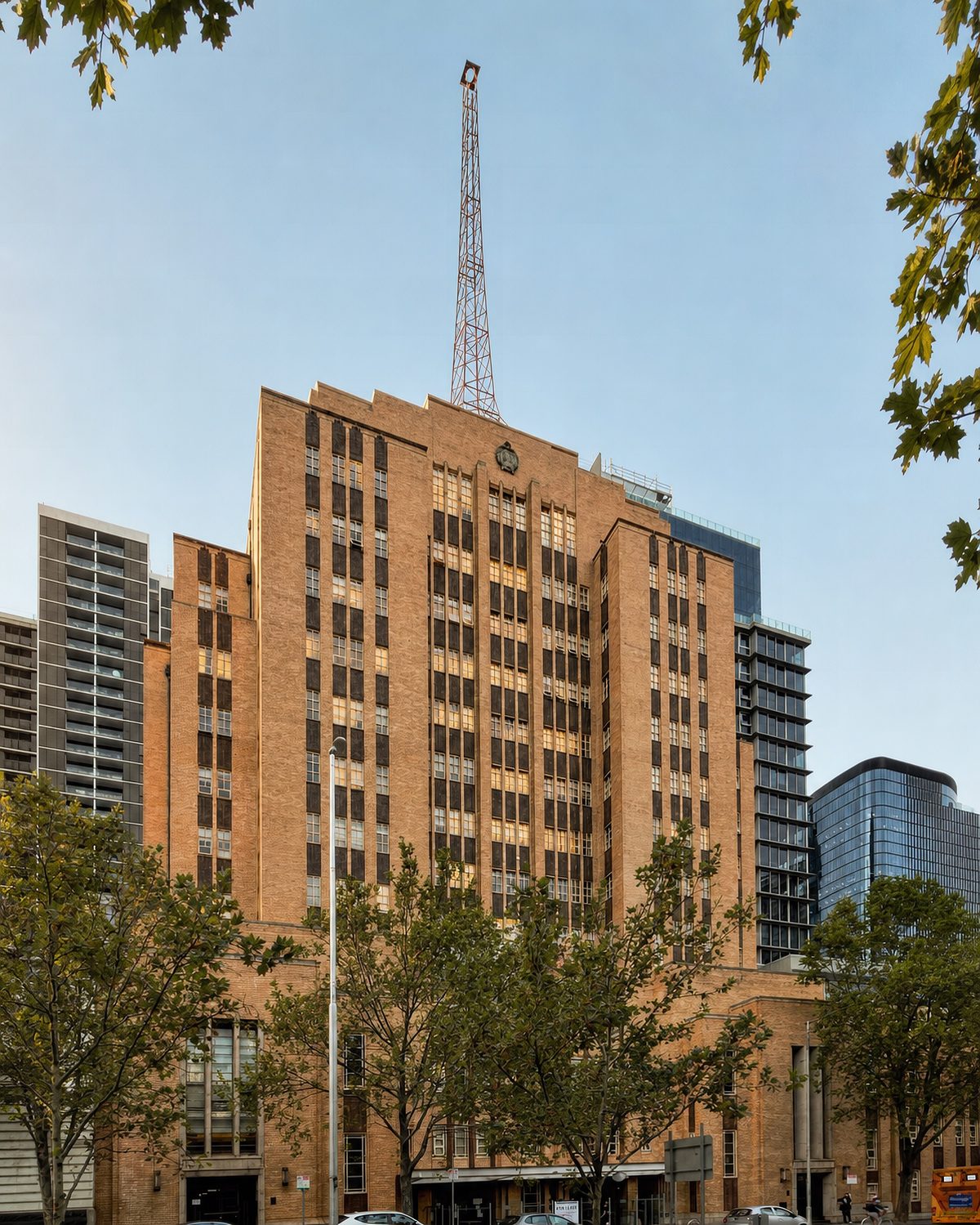 Former Russell Street Police Headquarters (marketed as Deco Tower / Concept Blue) facade