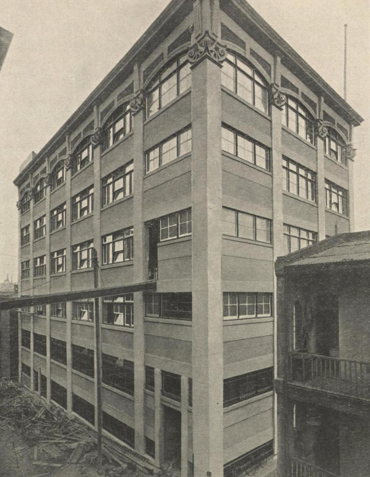 A cigarette factory, with a skating rink on the roof
