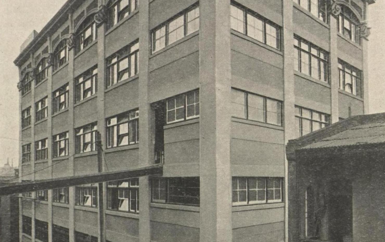 A cigarette factory, with a skating rink on the roof