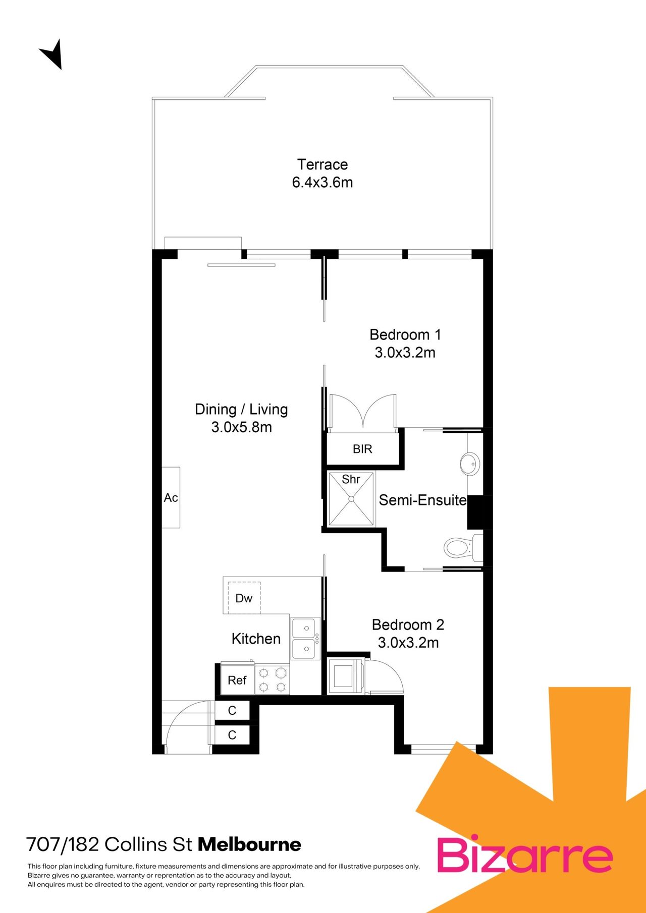 707/182 Collins Street, Melbourne VIC 3000 floorplan 1