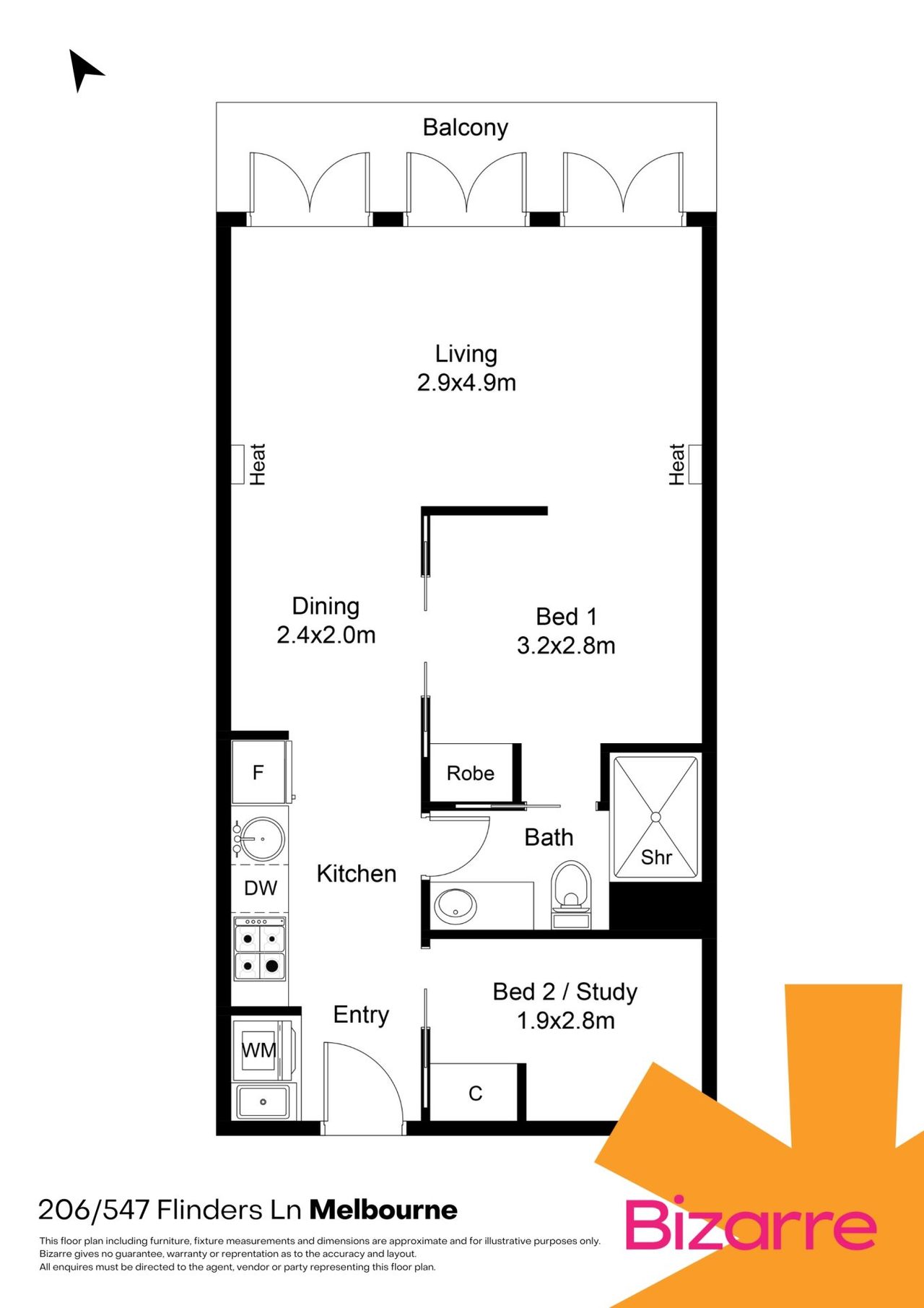 206/547 Flinders Lane, Melbourne VIC 3000 floorplan 1