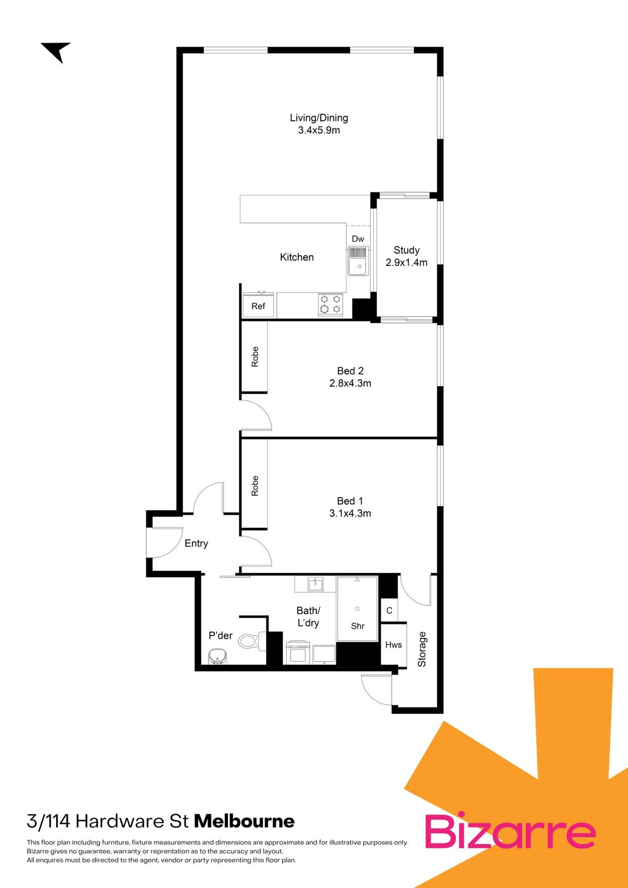 3/114 Hardware Street, Melbourne VIC 3000 floorplan 1